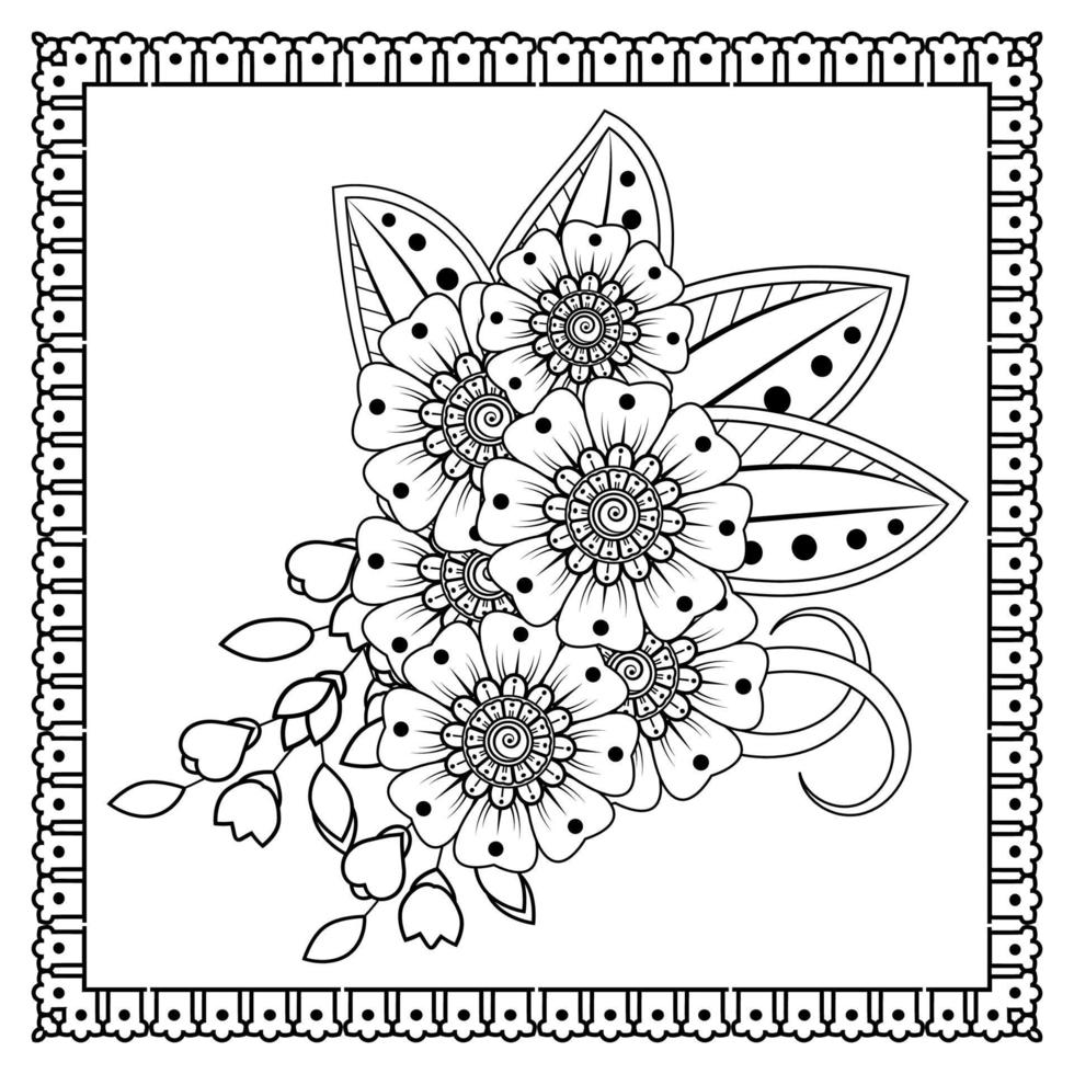 mehndi bloem voor henna, mehndi, tatoeage, decoratie. decoratief ornament in etnische oosterse stijl, doodle ornament, schets hand tekenen. kleurboek pagina. vector