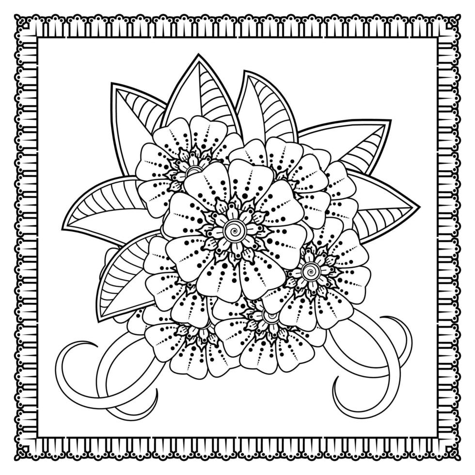 mehndi bloem voor henna, mehndi, tatoeage, decoratie. decoratief ornament in etnische oosterse stijl, doodle ornament, schets hand tekenen. kleurboek pagina. vector