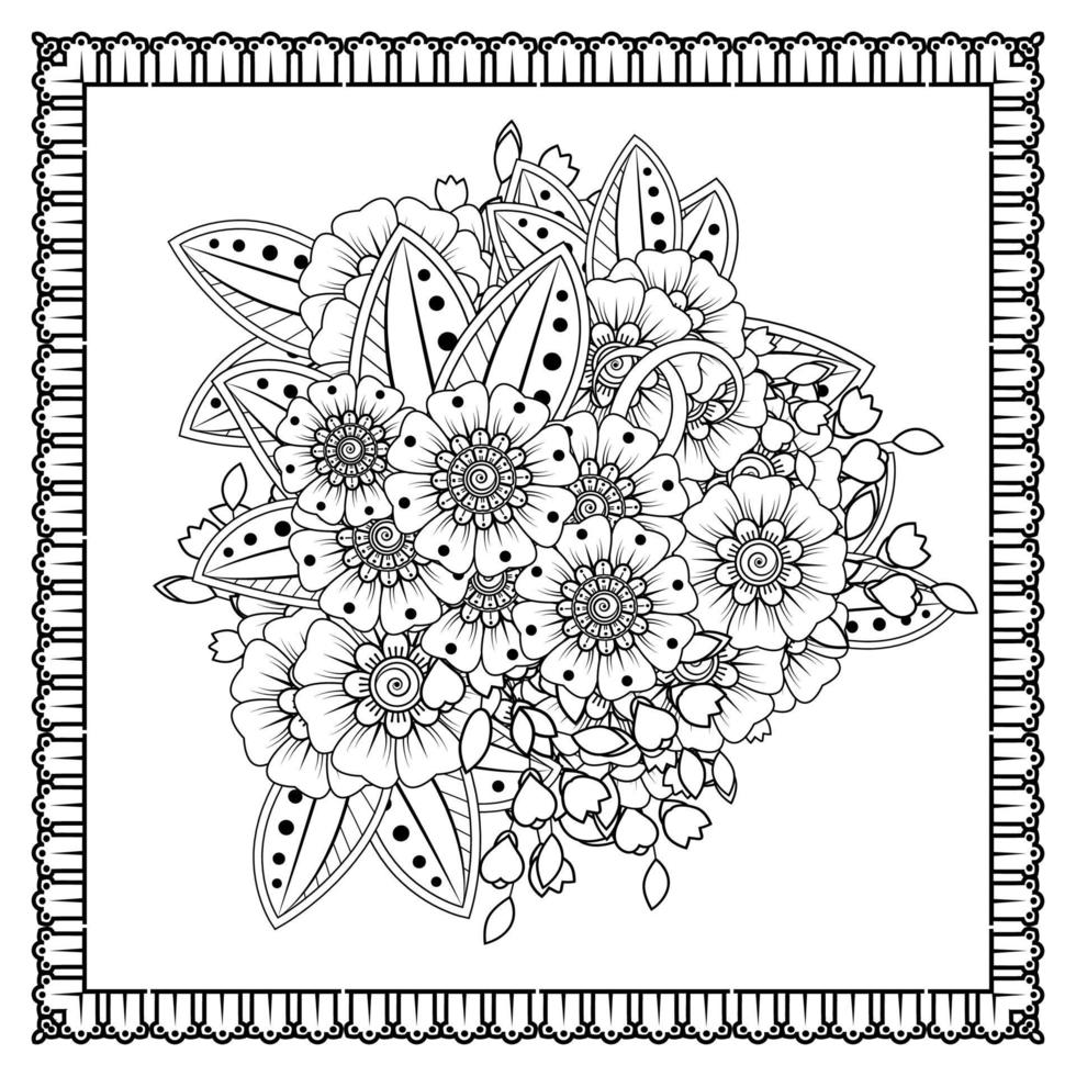 mehndi bloem voor henna, mehndi, tatoeage, decoratie. decoratief ornament in etnische oosterse stijl, doodle ornament, schets hand tekenen. kleurboek pagina. vector