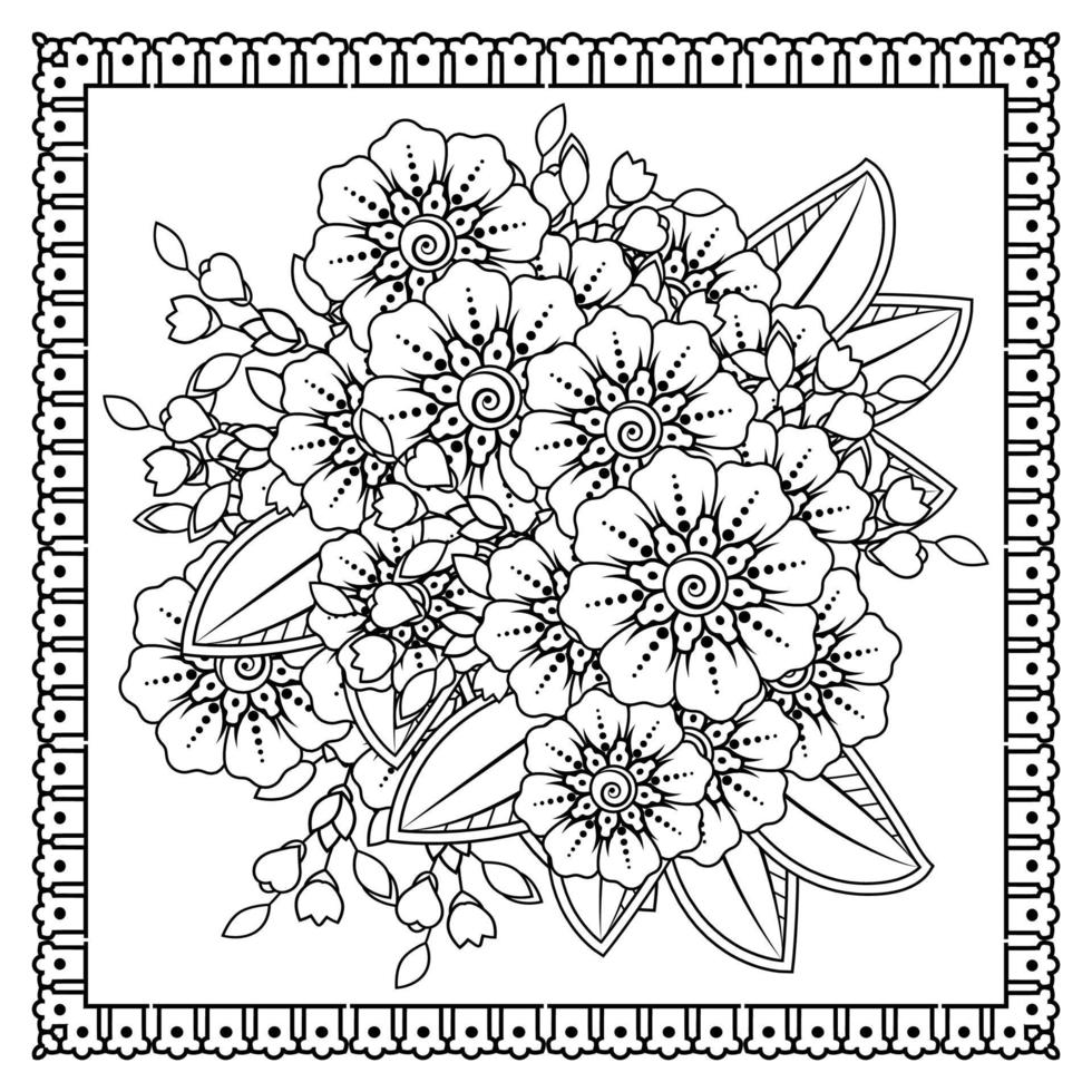 mehndi bloem voor henna, mehndi, tatoeage, decoratie. decoratief ornament in etnische oosterse stijl, doodle ornament, schets hand tekenen. kleurboek pagina. vector