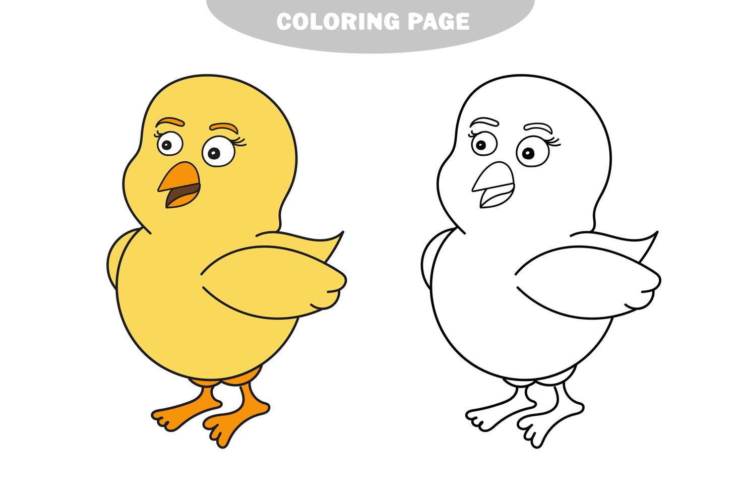 eenvoudige kleurplaat. vector illustratie grappige baby kip op witte achtergrond