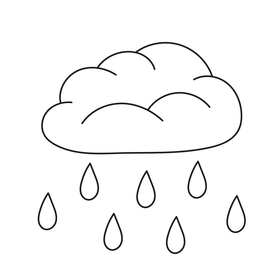 eenvoudige kleurplaat. schattige regenwolk. vector zwart-wit kleurplaat.