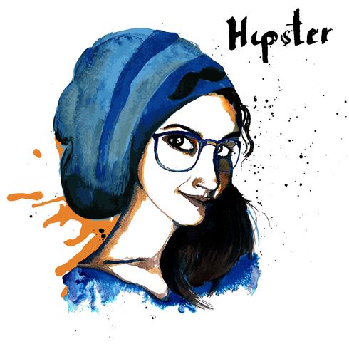 Meisje inkt hipster vector