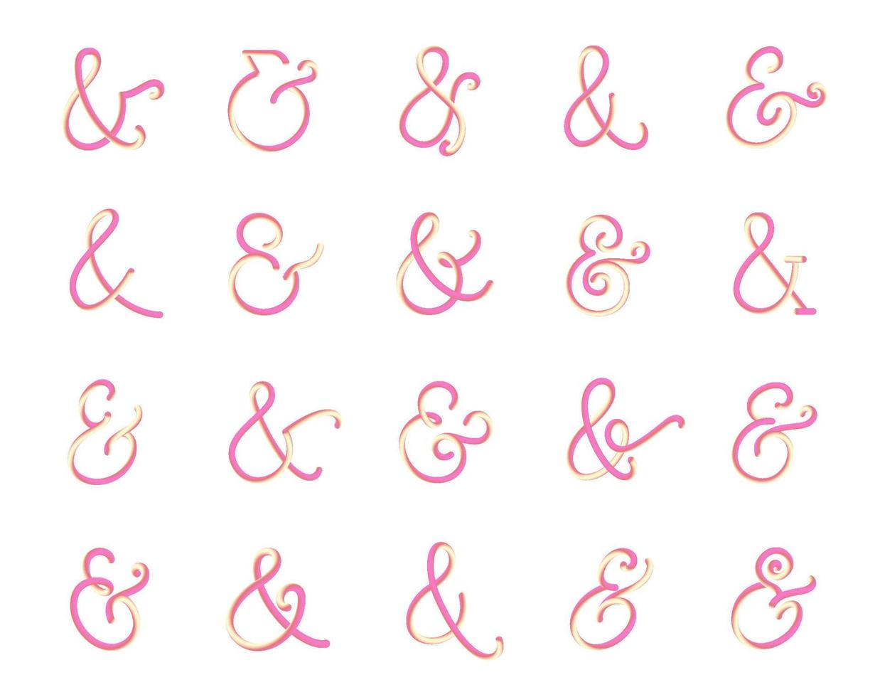 set elegante ampersand-symbolen. en teken collectie. aangepast 3d ampersand-pictogram voor uitnodigingen en brieven. vector