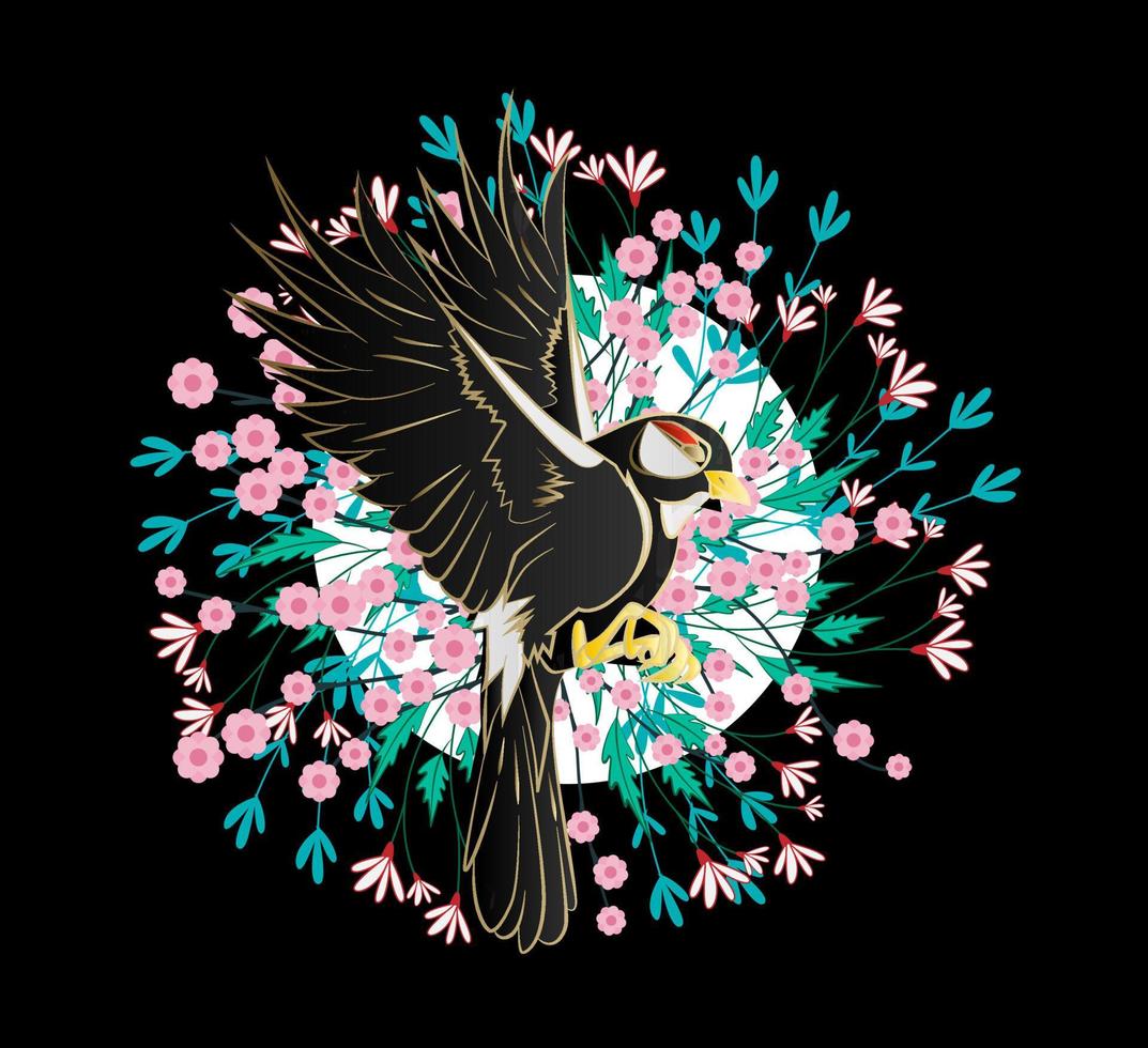 vogel illustratie ontwerp voor sukajan is gemeen japan traditionele doek of t-shirt met digitale handgetekende borduurwerk mannen t-shirts zomer casual korte mouw hiphop t-shirt streetwear vector