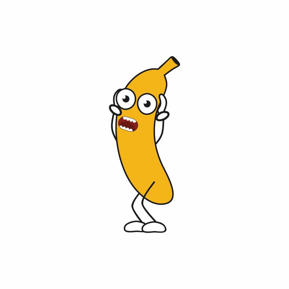 bang banaan. grappig fruit smileygezicht met emoties. sticker voor een sociaal netwerk. vector