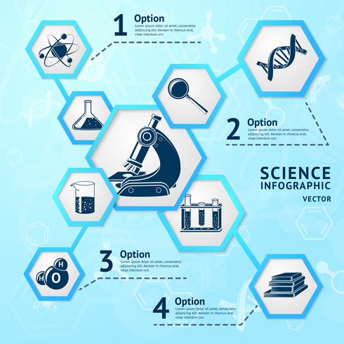 Science zeshoek infographic vector