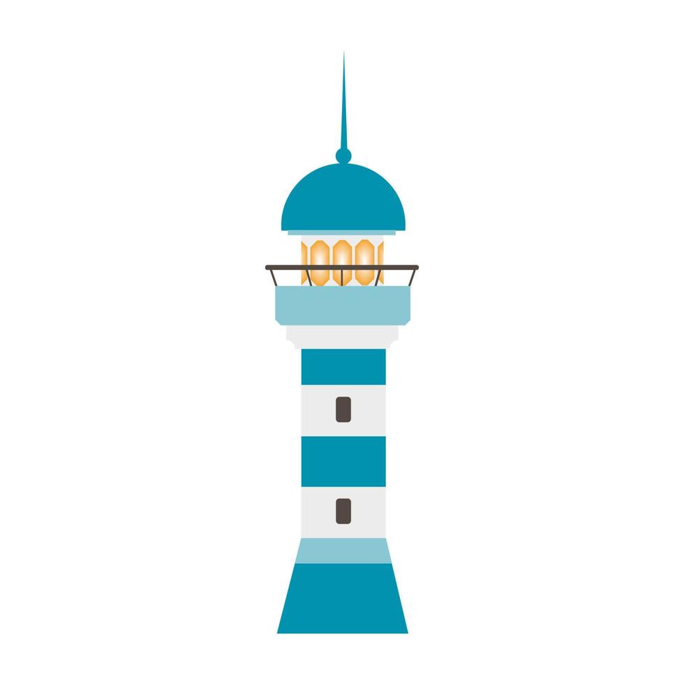 een grote blauwe vuurtoren geïsoleerd op een witte achtergrond. heldere platte vectorillustratie. wereld zee dag. vector