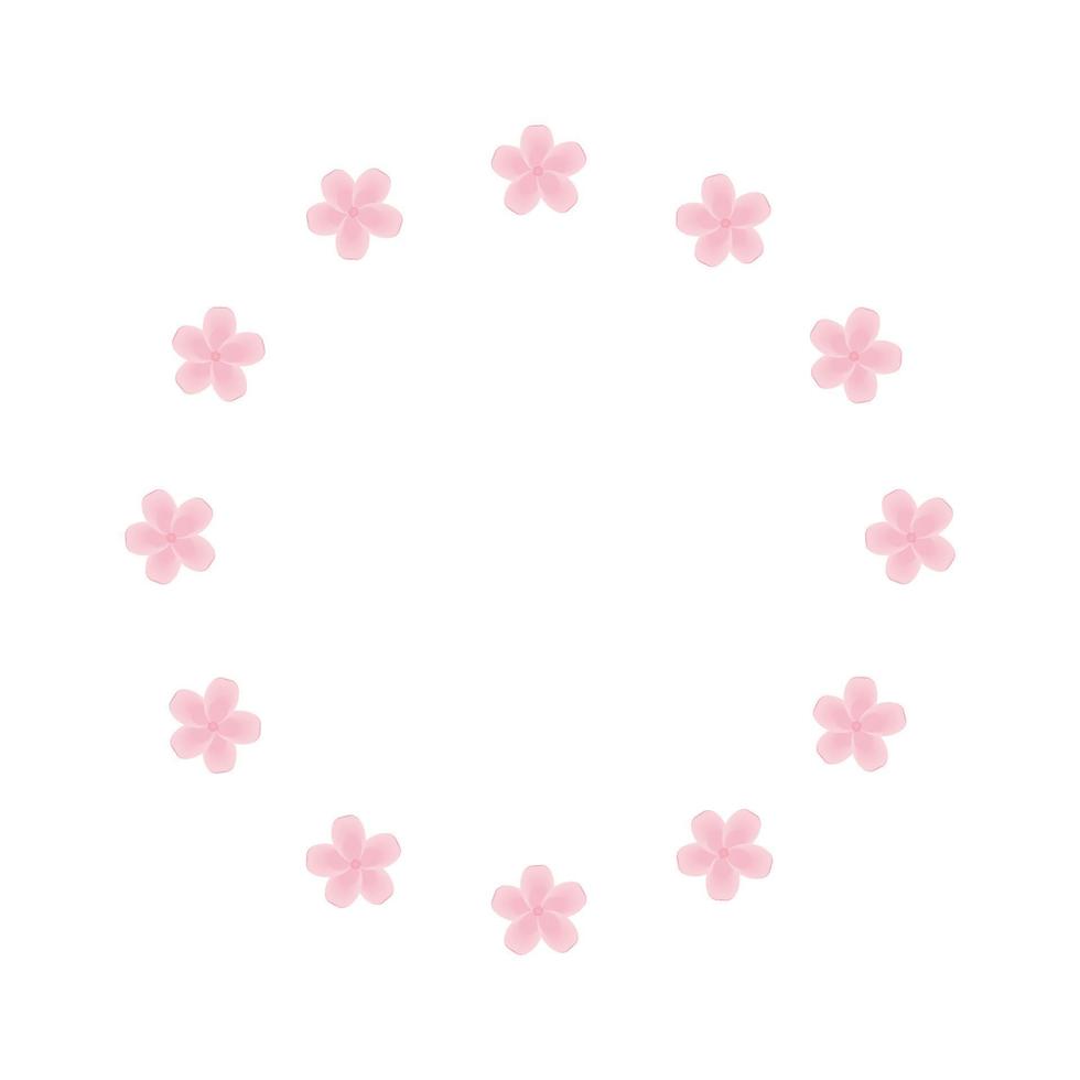 vector rond frame voor het decoreren van foto's met bloemen. lente Japanse sakura op een witte achtergrond. ontwerpelement voor een logo, poster, banner of fotoalbum
