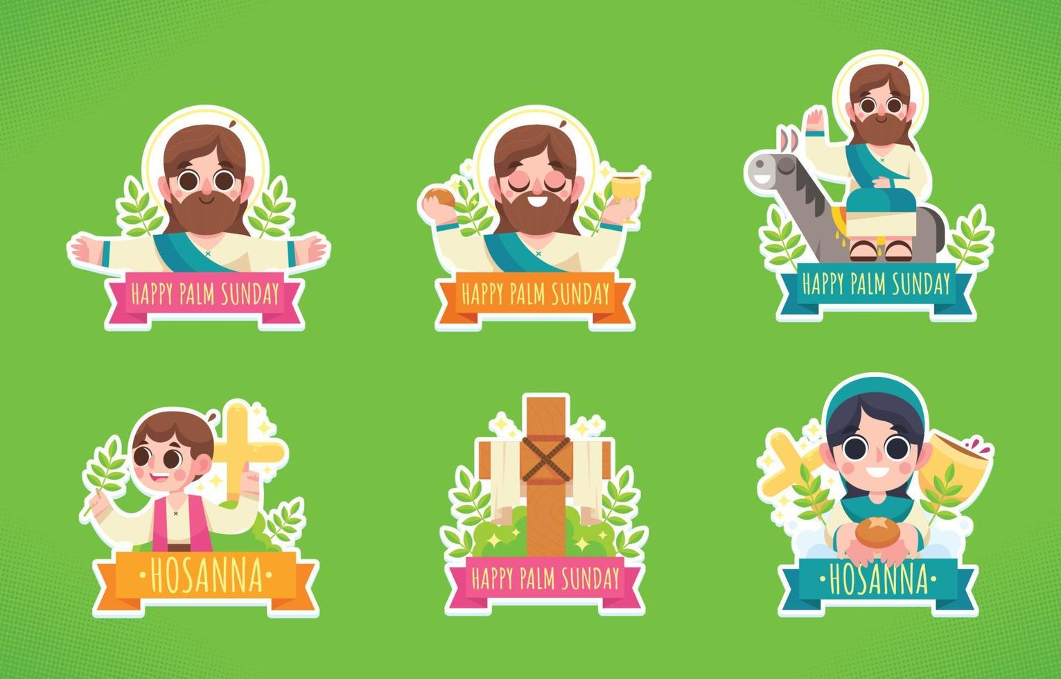 palmzondag viering stickers vector