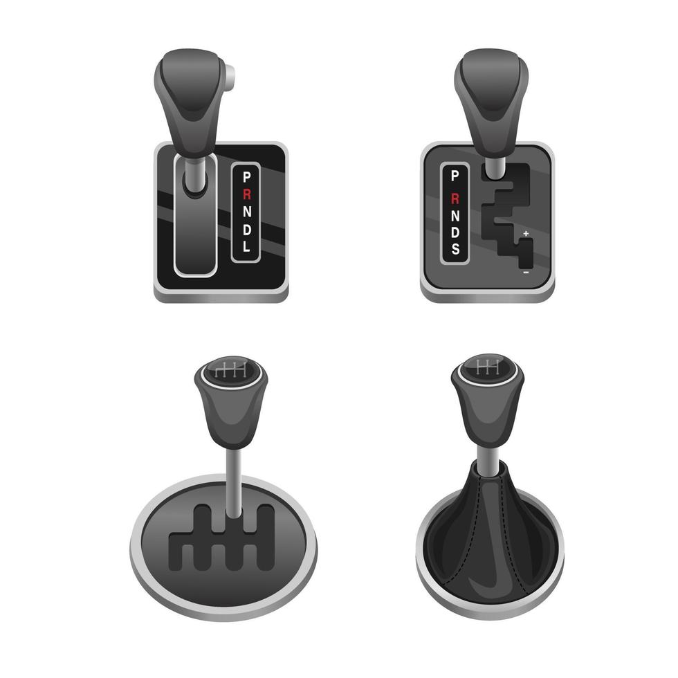 auto transmissiehendel in automatische, semi-automatische en handmatige symboolverzameling icon set, automotive versnellingspook shift. concept realistische illustratie vector op witte achtergrond