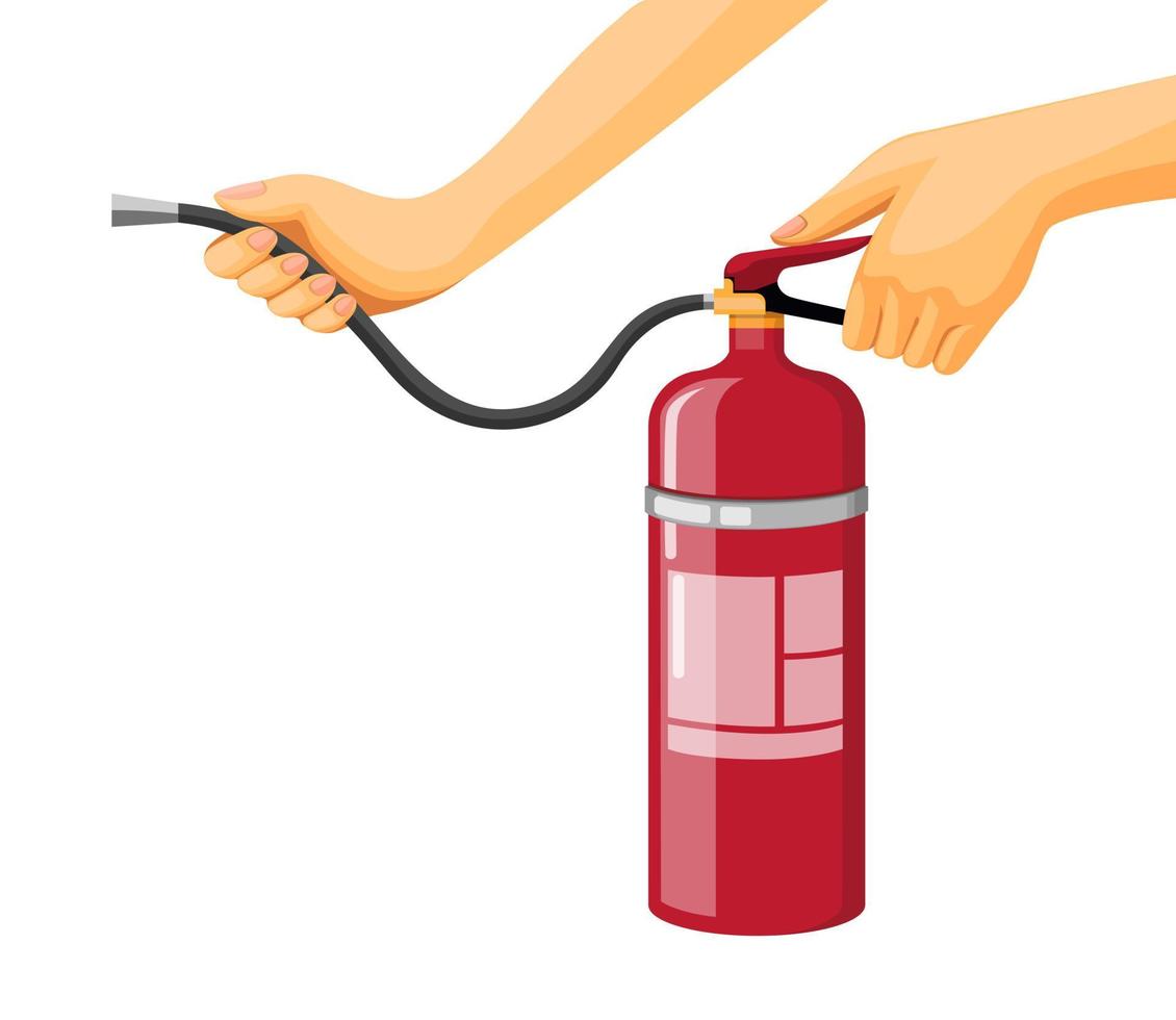 hand met brandblusser noodhulpmiddel in cartoon illustratie vector geïsoleerd op witte achtergrond