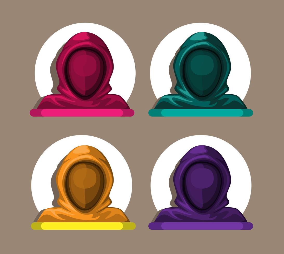 hoodie man met rechthoek, driehoek, cirkel en kruis set masker cartoon illustratie vector