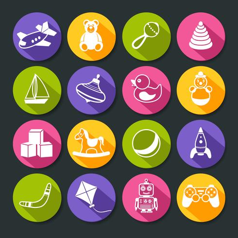 Speelgoed Ronde Icons Set vector