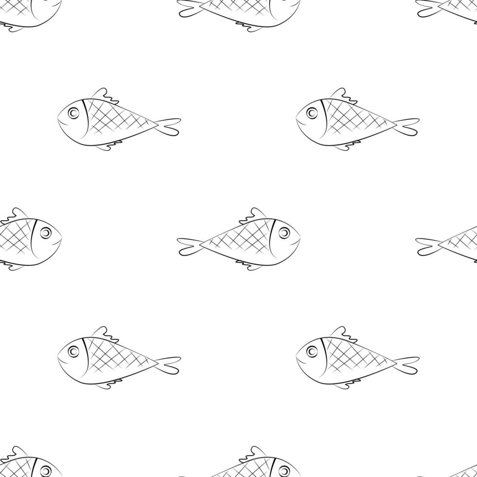 naadloos patroon met het vectorontwerp van de vissenschets. zwarte lijn kunst concept. voor achtergronden, wallpapers, backdrops, textiel en uw ontwerpbehoeften. moderne sjablonen vector