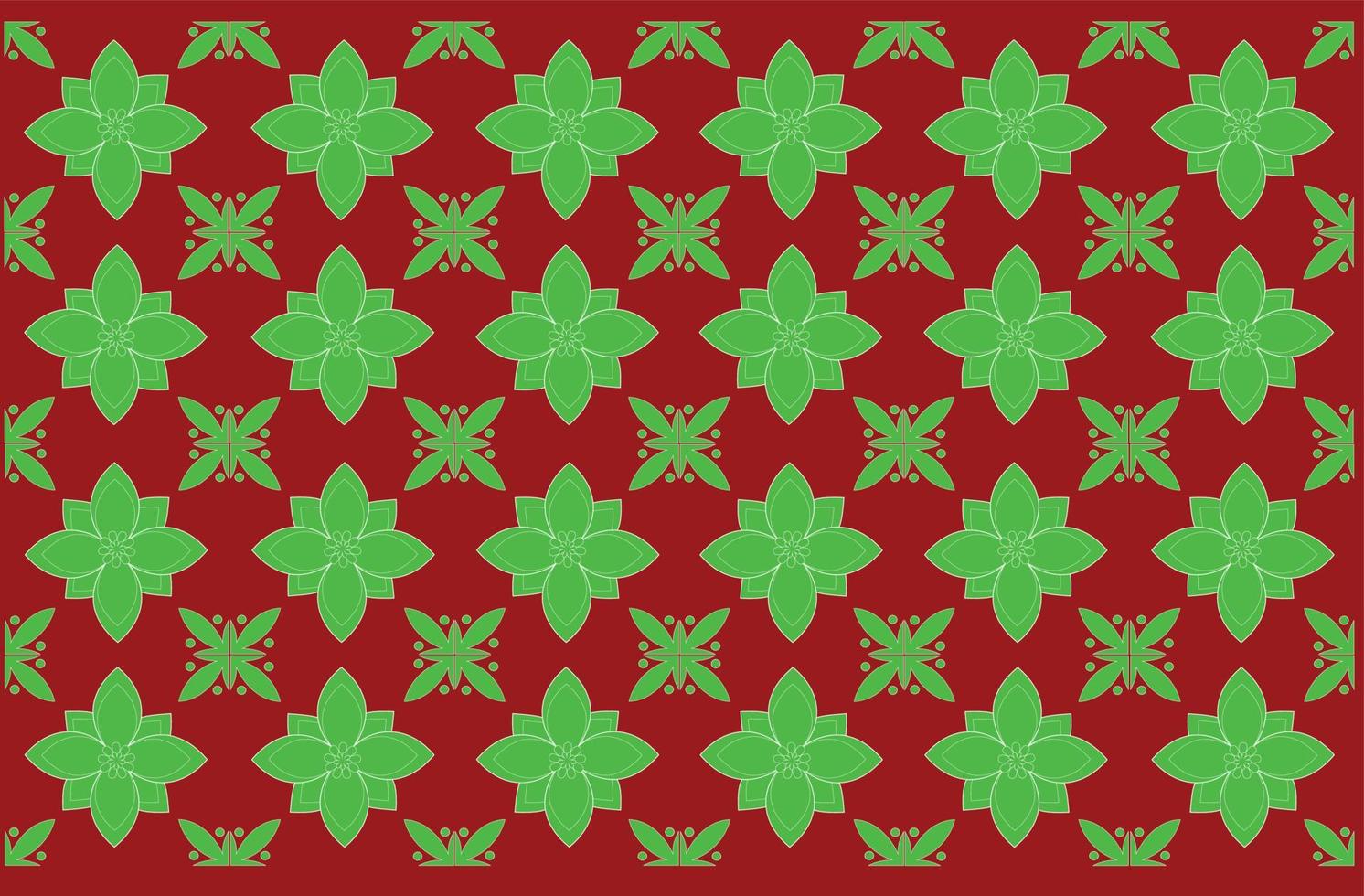 vector grafisch ontwerp batik patroon met bloemmotief. groene en rode textuur. ontwerpen voor het bedrukken van stoffen, omslagen en grafische behoeften. moderne sjablonen