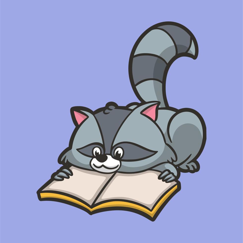 cartoon dier ontwerp wasberen boeken lezen schattig mascotte logo vector