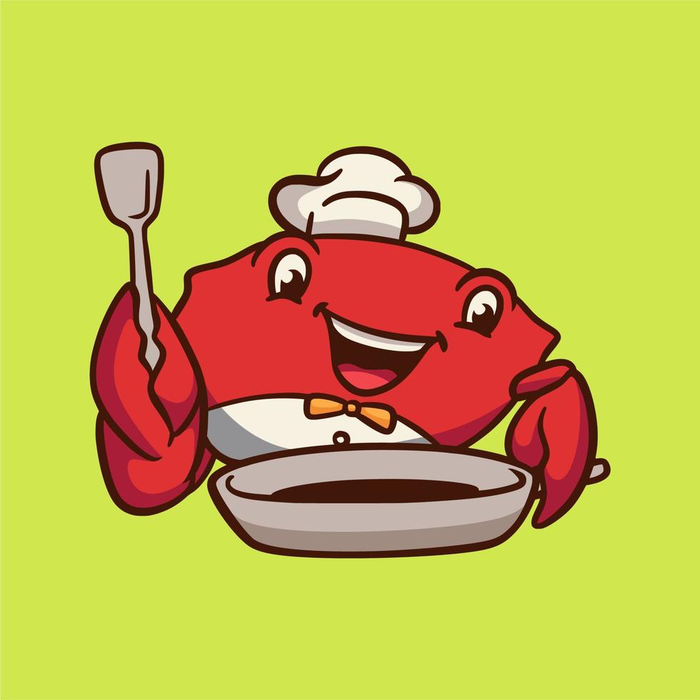 cartoon dier ontwerp chef krab schattig mascotte logo vector