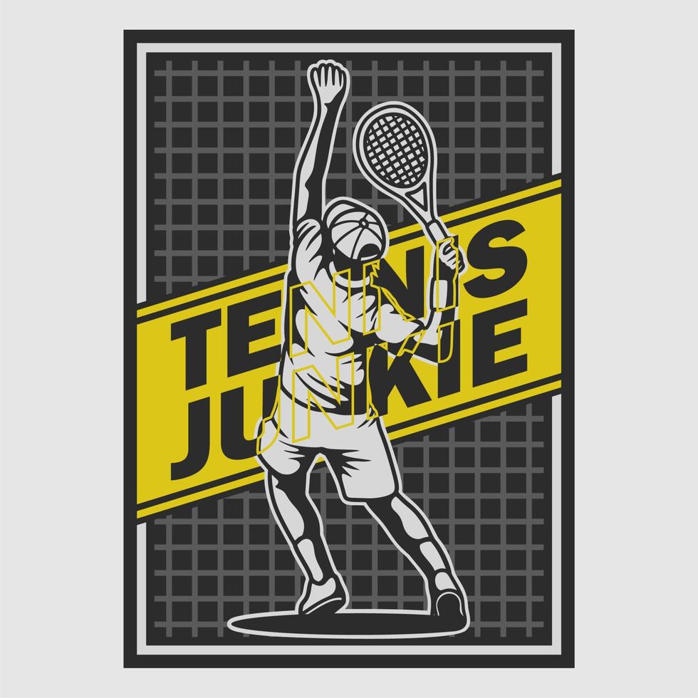 vintage posterontwerp tennis junkie retro illustratie vector