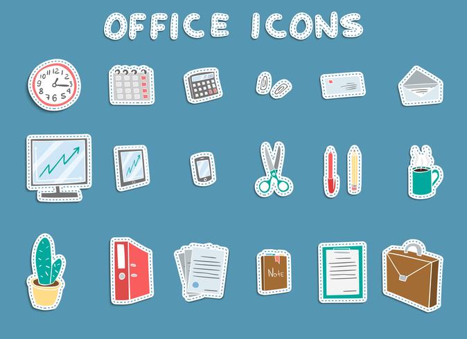 Zakelijke kantoor Sticker Icons Set vector