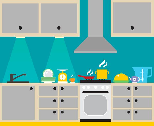 Keuken interieur poster vector