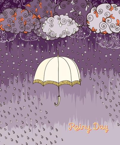 Doodles regenachtige dag weer poster vector