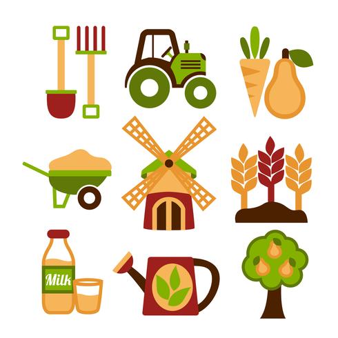 Landbouw oogsten en landbouw Icons Set vector