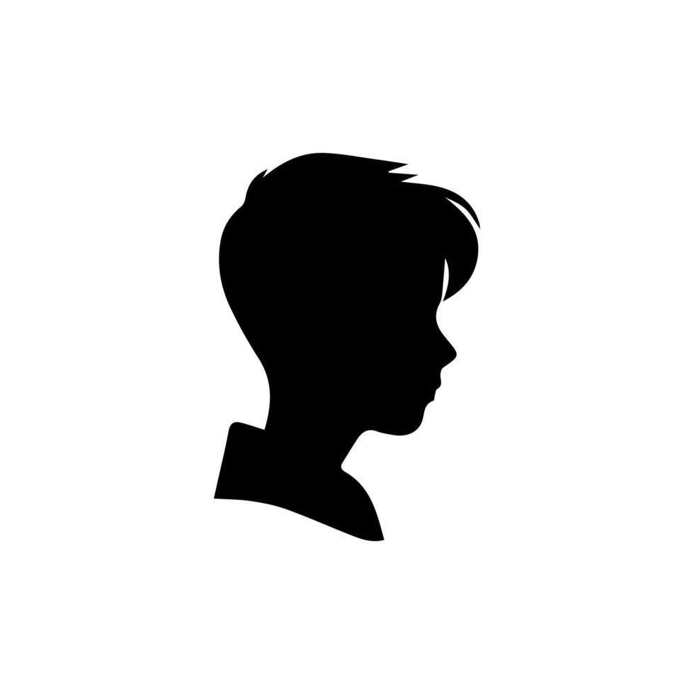 silhouet van een jongen. de kant van de kind hoofd. vector