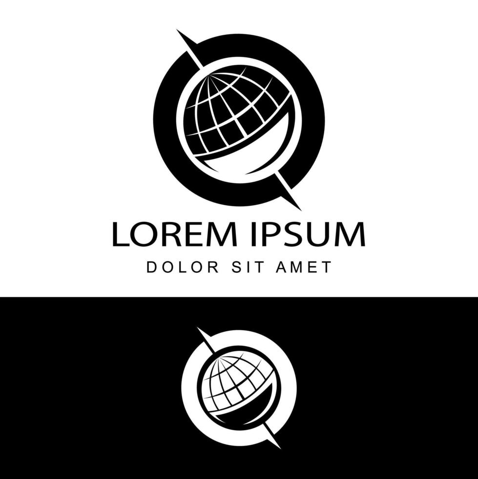 global, globe, world logo template design vector in geïsoleerde witte achtergrond