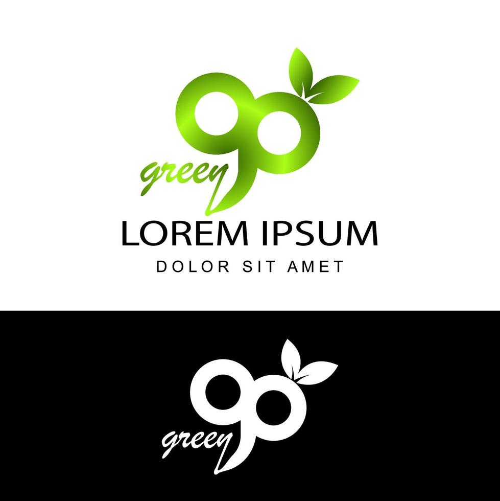 modern ga groen milieu label logo sjabloon ontwerp vector in geïsoleerde witte achtergrond