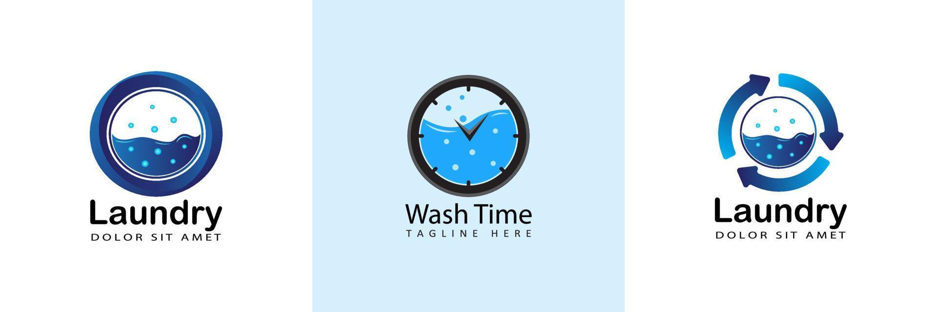moderne ronde pijl wasserij logo sjabloonontwerp in geïsoleerde achtergrond vector