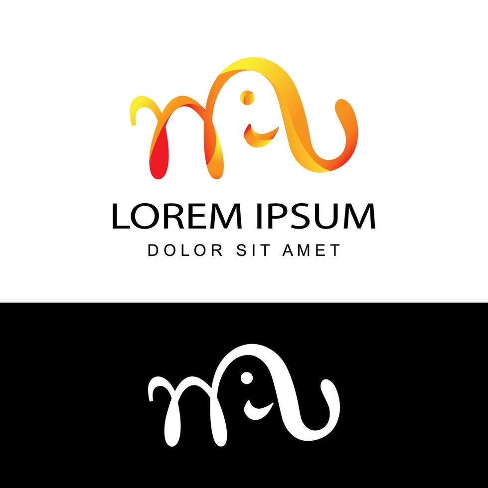 olifant logo, eerste letter m logo, sjabloon ontwerp vector met geïsoleerde witte achtergrond