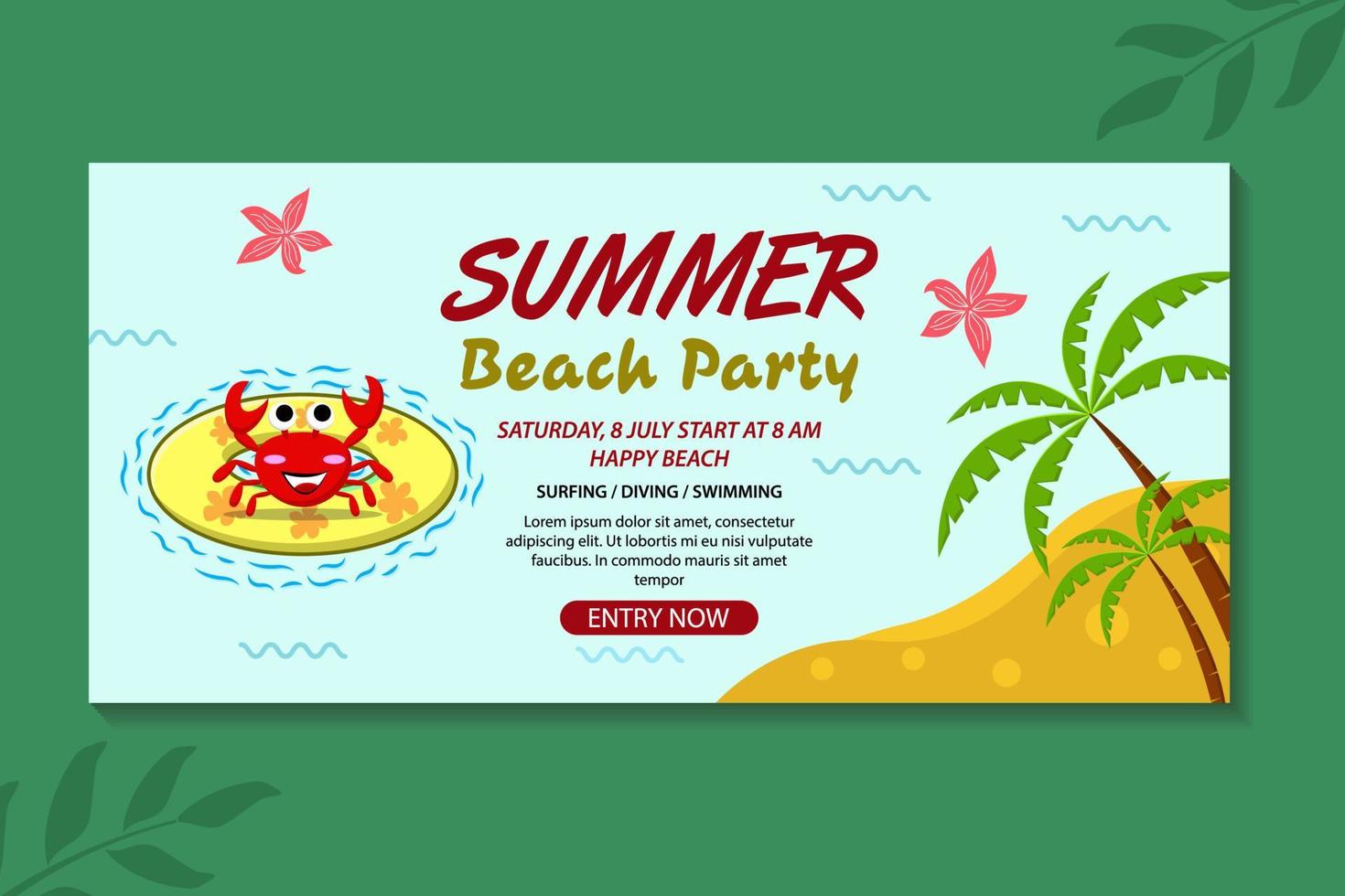 tropische zomer strandfeest banner sjabloon collectie vector