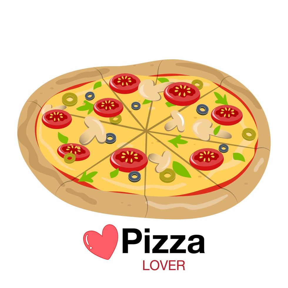 zijaanzicht pizza platte pictogram stijl vector