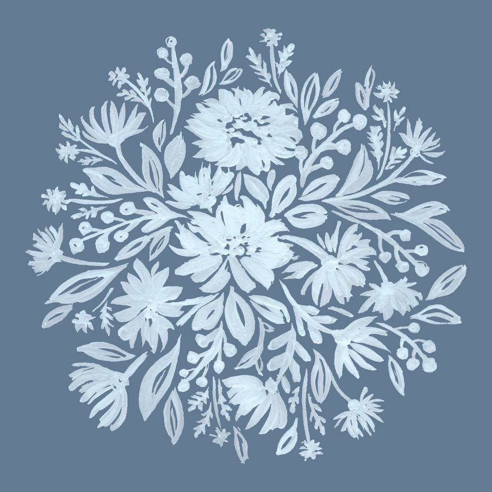 ronde compositie met aquarel blauwe bloemen vector