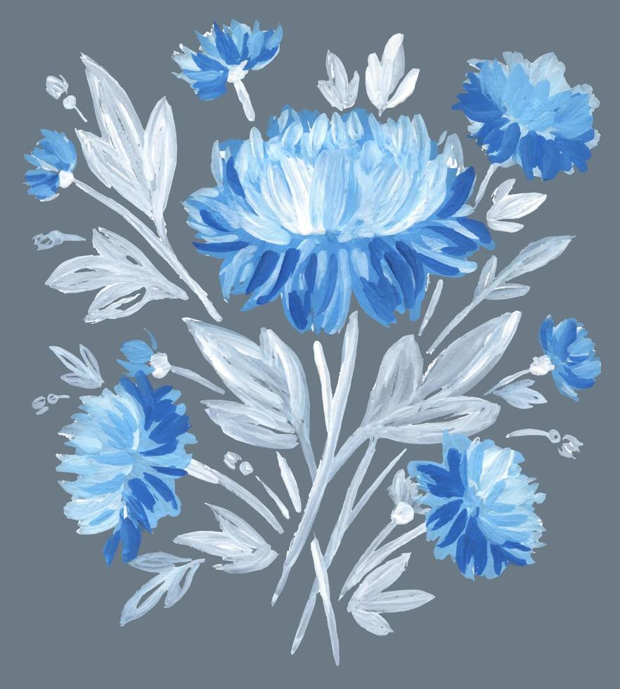 boeket met aquarel blauwe bloemen vector