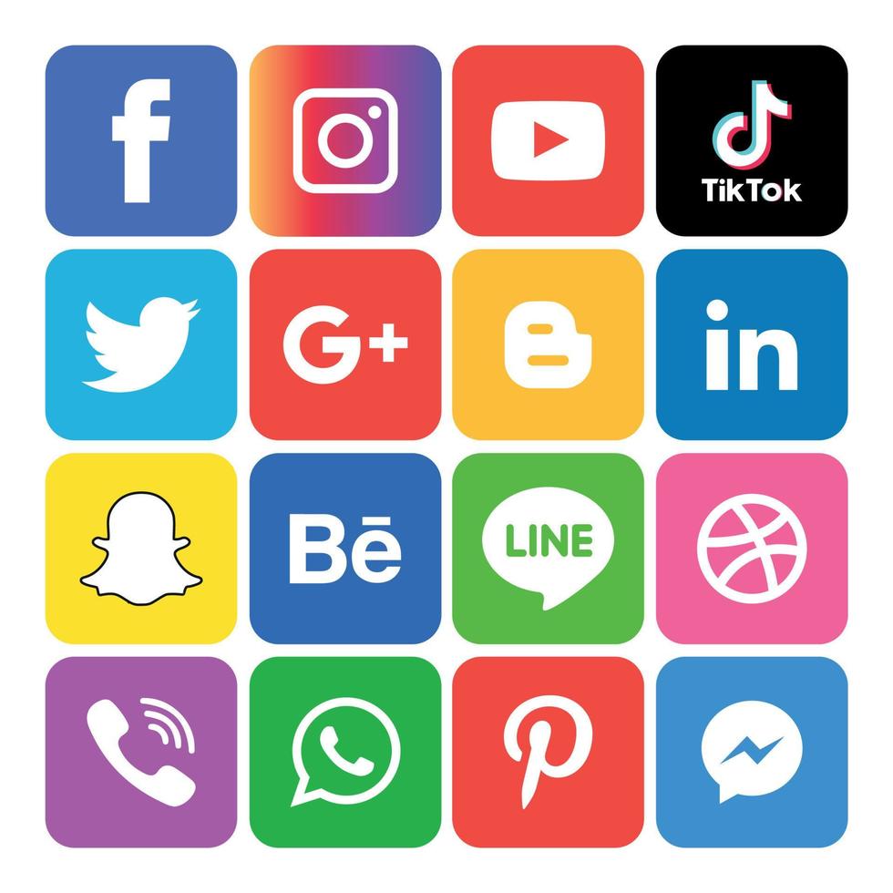 sociale media plat pictogrammen technologie, netwerk. achtergrond groep smiley face verkoop. delen, zoals, vectorillustratie twitter, youtube, whatsapp, snapchat, facebook, instagram, tiktok, tok vector