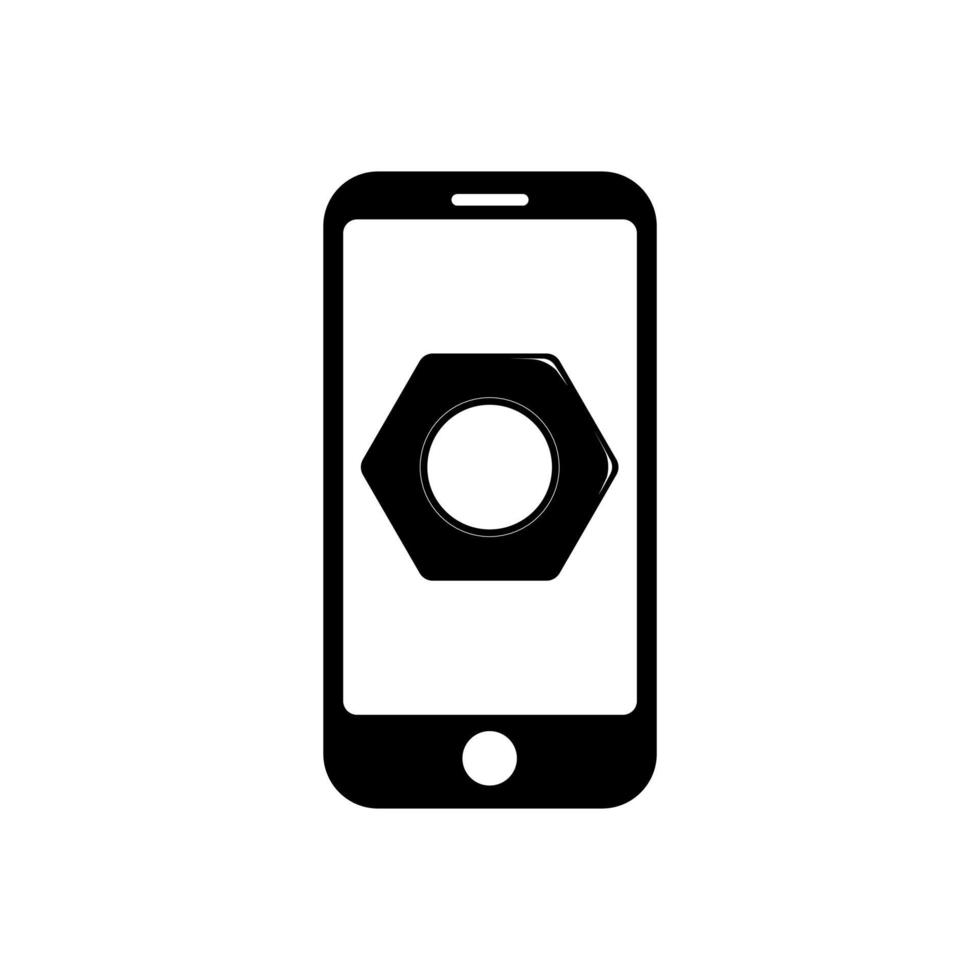 telefoon met moer gereedschappictogram symbool voor app en web vector