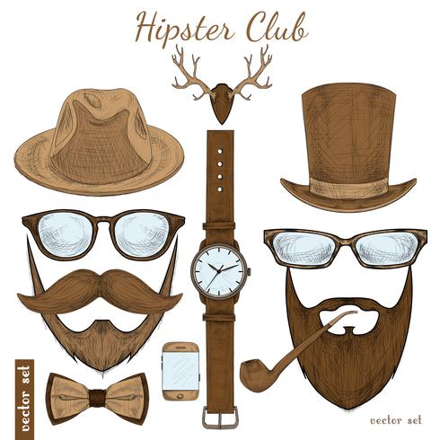 Vintage hipster club accessoires vector