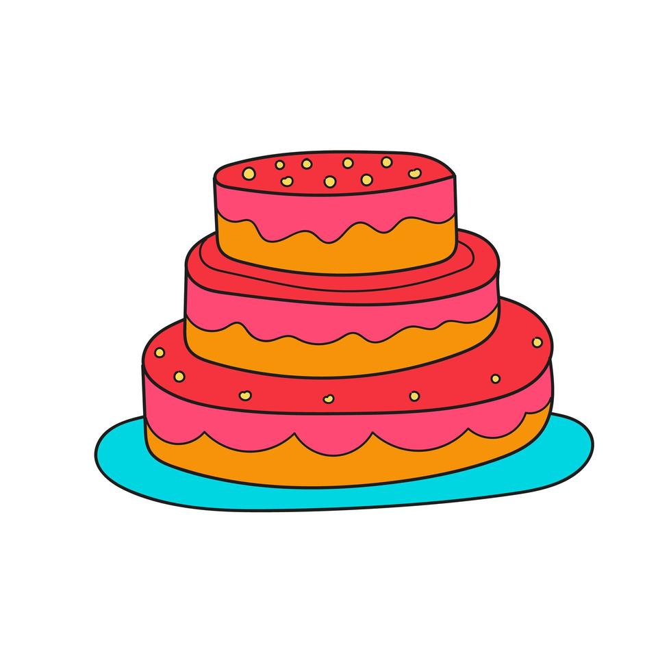 eenvoudige cartoon icoon. zoete cake op bord vector