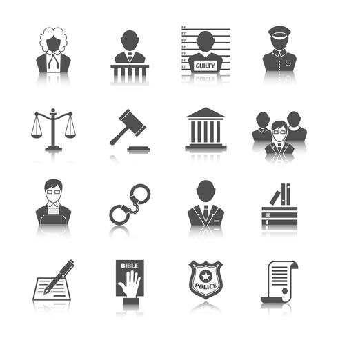 Wet en rechtvaardigheid Icons Set vector