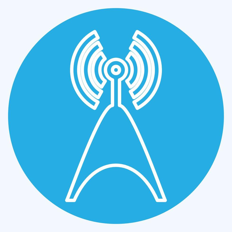 pictogram telecom toren - blauwe ogen stijl, eenvoudige illustratie, bewerkbare beroerte vector