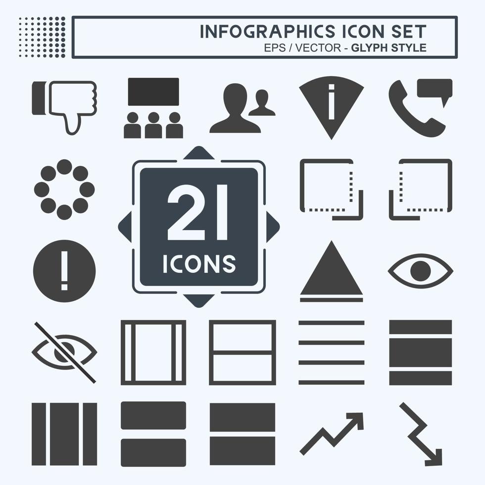 pictogrammenset infographics - glyph-stijl - eenvoudige illustratie, bewerkbare lijn vector