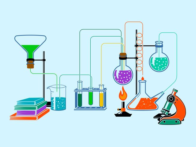 Wetenschappelijk laboratorium vlakke achtergrond vector