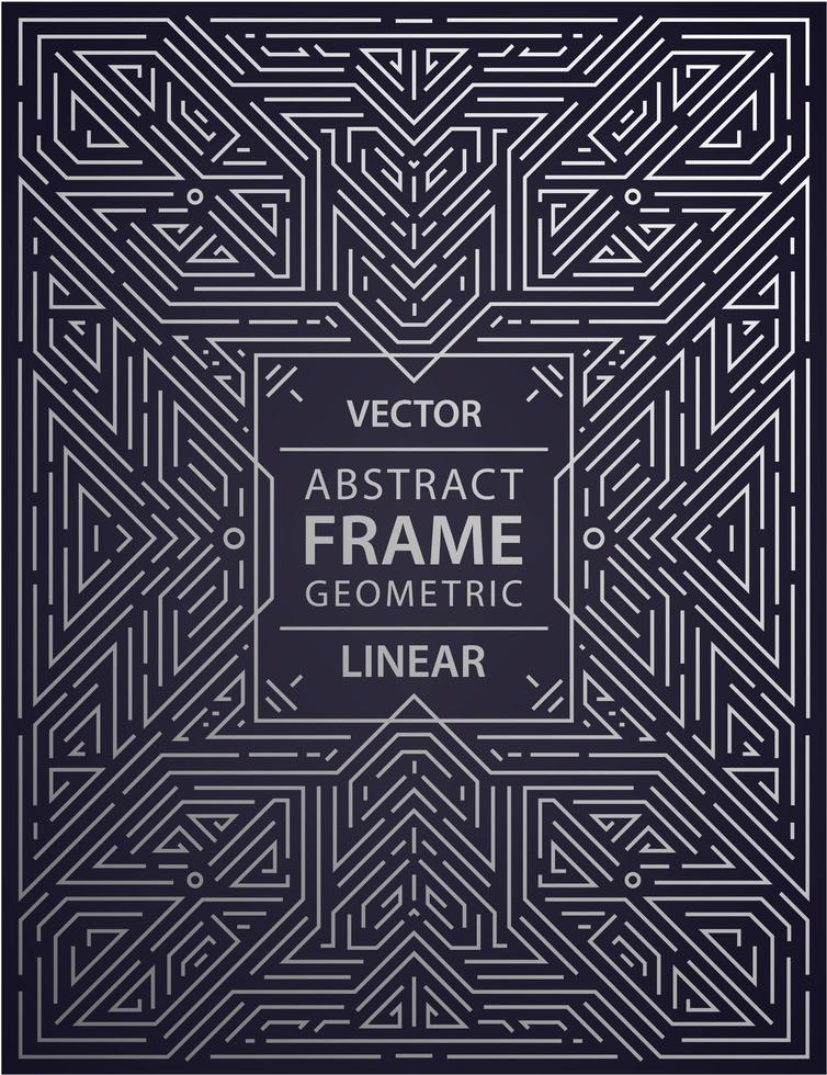 vector art deco frame, abstracte geometrische ontwerpsjabloon voor luxeproducten. geometrische zilveren achtergrond. lineaire ornament samenstelling, vintage. gebruik voor verpakking, branding, decoratie;