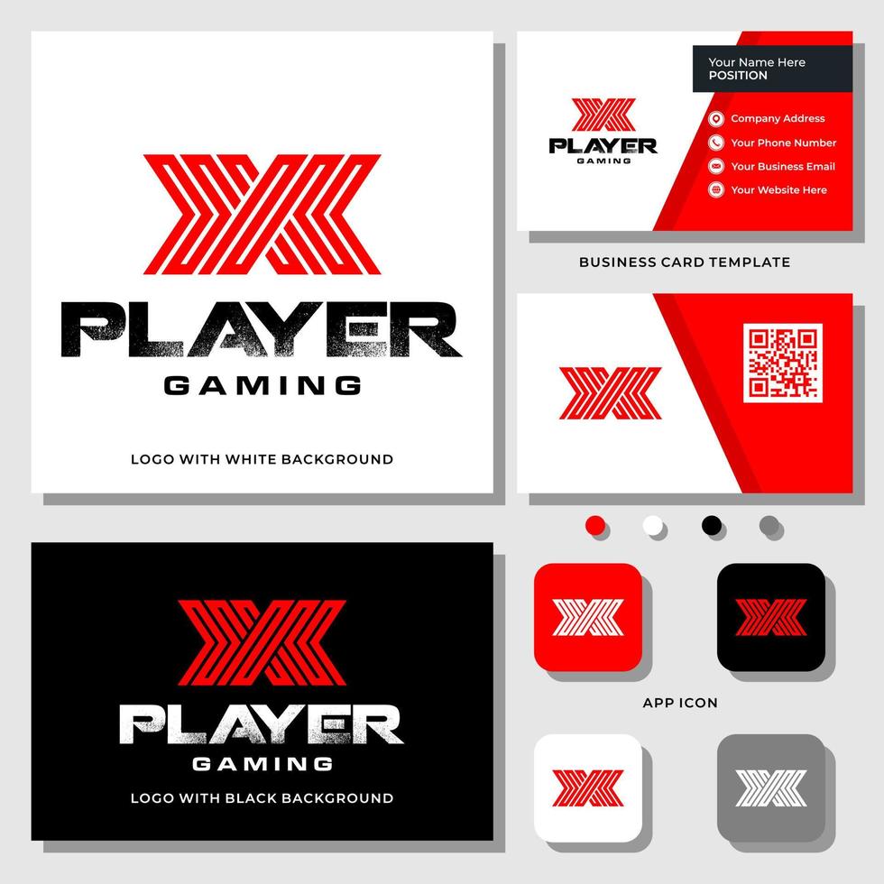 letter x monogram gaming logo-ontwerp met sjabloon voor visitekaartjes. vector