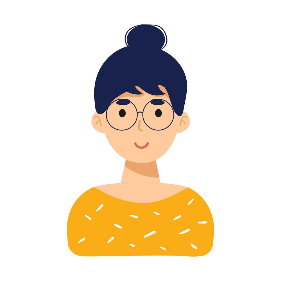 het meisje glimlacht. kantoormedewerker. het meisje met een bril. officemanager, ontwerper, ondernemer. vectorillustratie. platte avatar vector