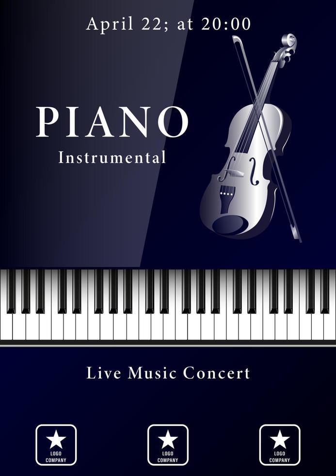 piano en viool concert realistische verticale poster vector