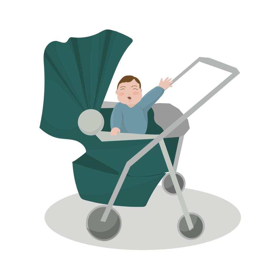 schattige baby op kinderwagen vector