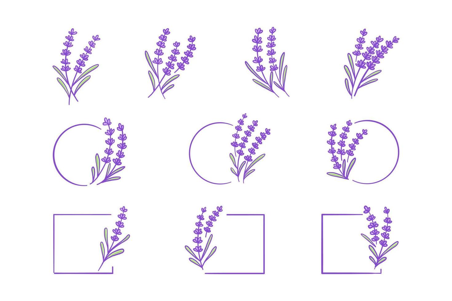 lavendel plant hand getekende illustratie set vector